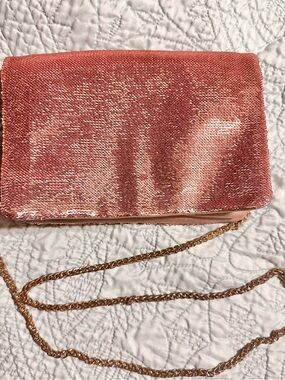 Sparkle Rose Gold Sequin Crossbody Clutch - Unbranded